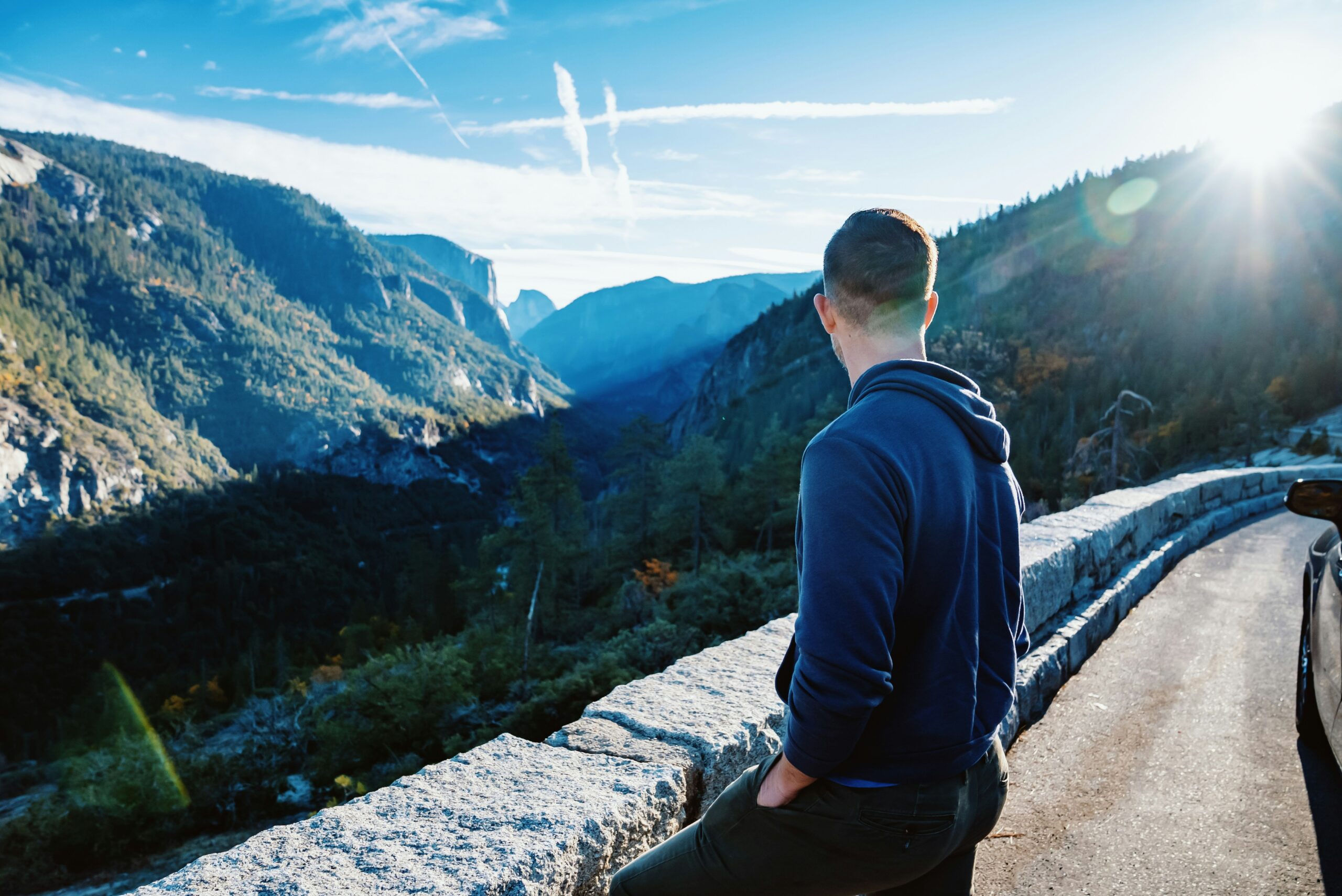 Man in nature during the fall