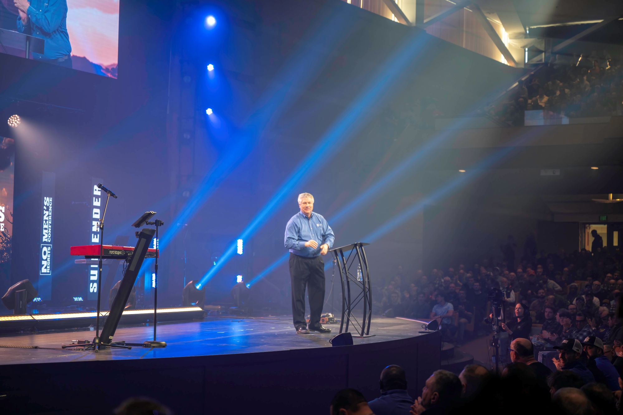 Steve Sonderman speaking at the 2026 No Regrets Men's Conference